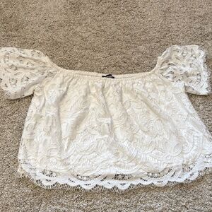 Express White Off-the-Shoulder Lace Top